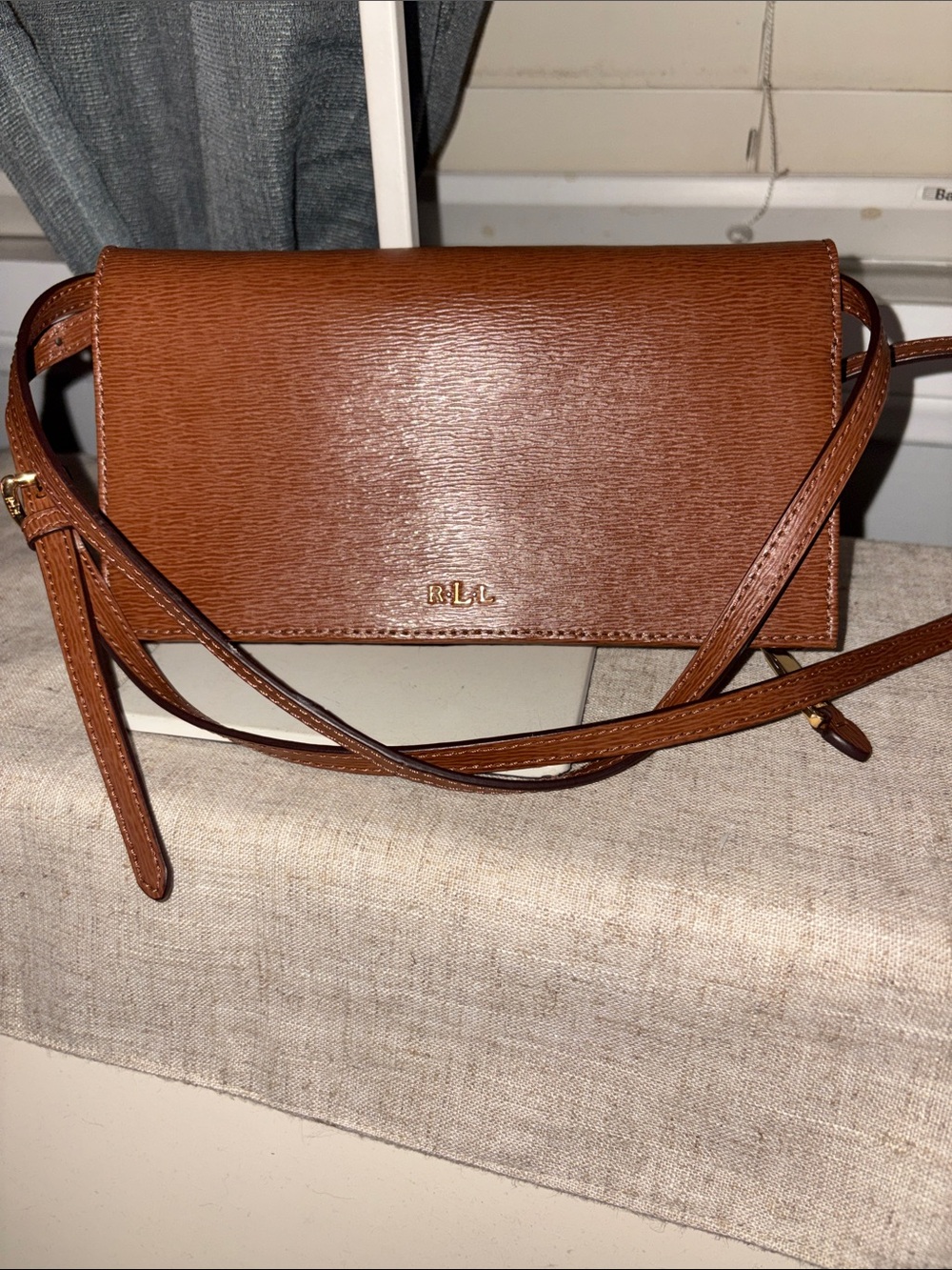 Ralph Lauren Brown Leather Crossbody Wallet Bag